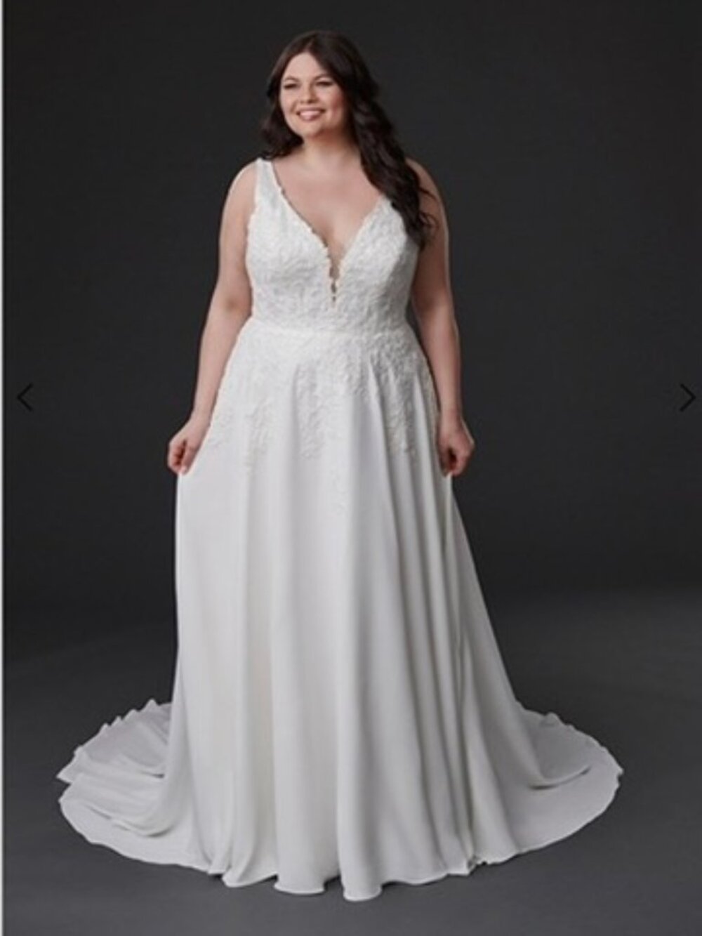 Eddy K Curvy Kelsey UR332 A-Line Wedding Dress - Sequined Lace Bodice Size 22W